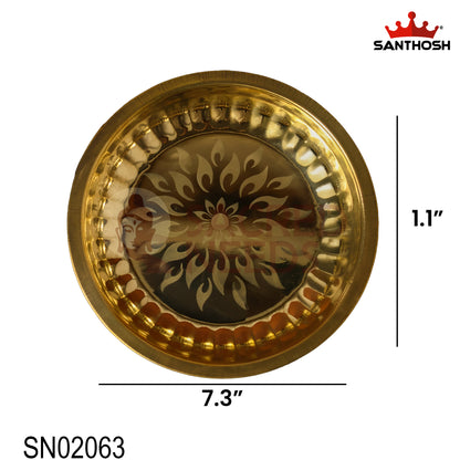 Brass Surya Deep Plate – 7.3 Inch Length | Traditional Brass Oil Lamp Plate for Pooja & Temple Use