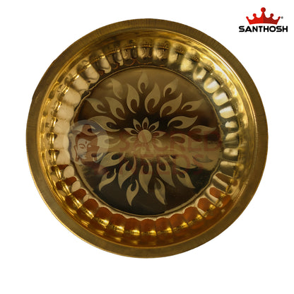 Brass Surya Deep Plate – 7.3 Inch Length | Traditional Brass Oil Lamp Plate for Pooja & Temple Use