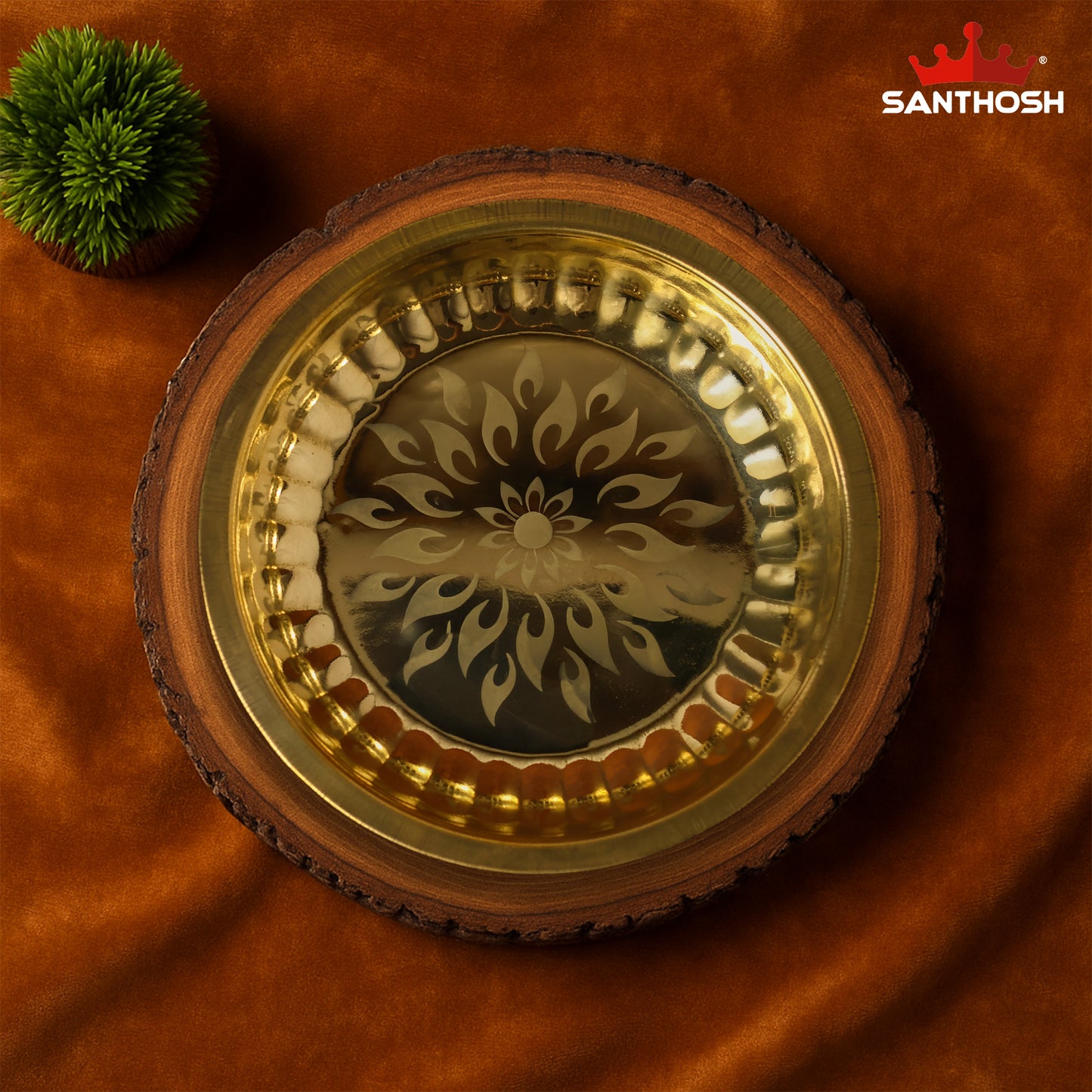 Brass Surya Deep Plate – 7.3 Inch Length | Traditional Brass Oil Lamp Plate for Pooja & Temple Use