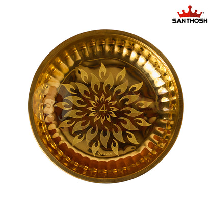 Sacred Needs Brass Surya Deep Plate – 8.3 Inch (21.1 cm) Diameter | Traditional Brass Oil Lamp Plate for Pooja, Aarti & Home Temple