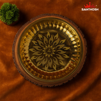 Sacred Needs Brass Surya Deep Plate – 8.3 Inch (21.1 cm) Diameter | Traditional Brass Oil Lamp Plate for Pooja, Aarti & Home Temple