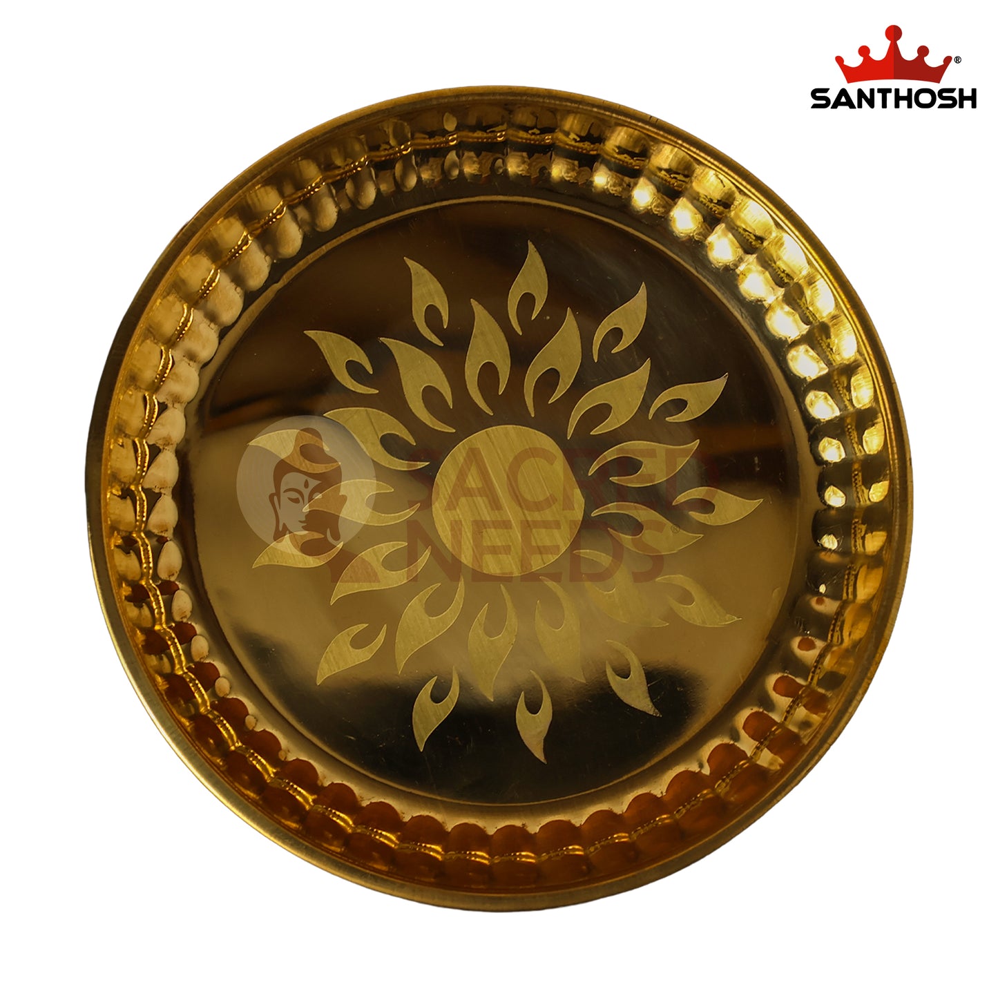 Brass Surya Deep Plate – 9.3 Inch Length | Traditional Brass Oil Lamp Plate for Pooja, Aarti & Home Temple Use