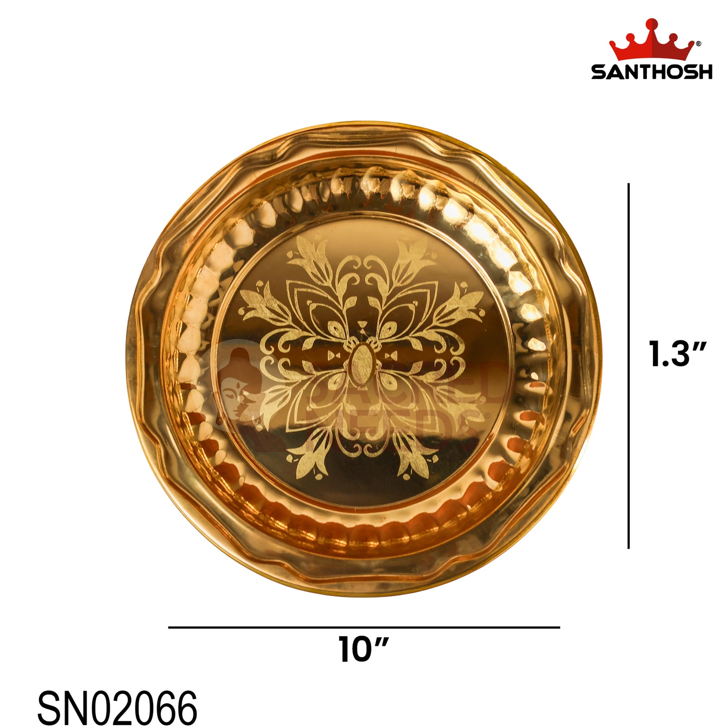 Brass Round Fancy Plate – 10 Inch Length | Traditional Brass Plate for Pooja, Offerings & Home Décor