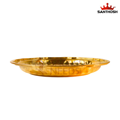 Brass Round Fancy Plate – 10 Inch Length | Traditional Brass Plate for Pooja, Offerings & Home Décor