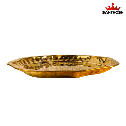 Brass Round Fancy Plate – 13 Inch Length | Traditional Brass Plate for Pooja, Offerings & Festive Décor