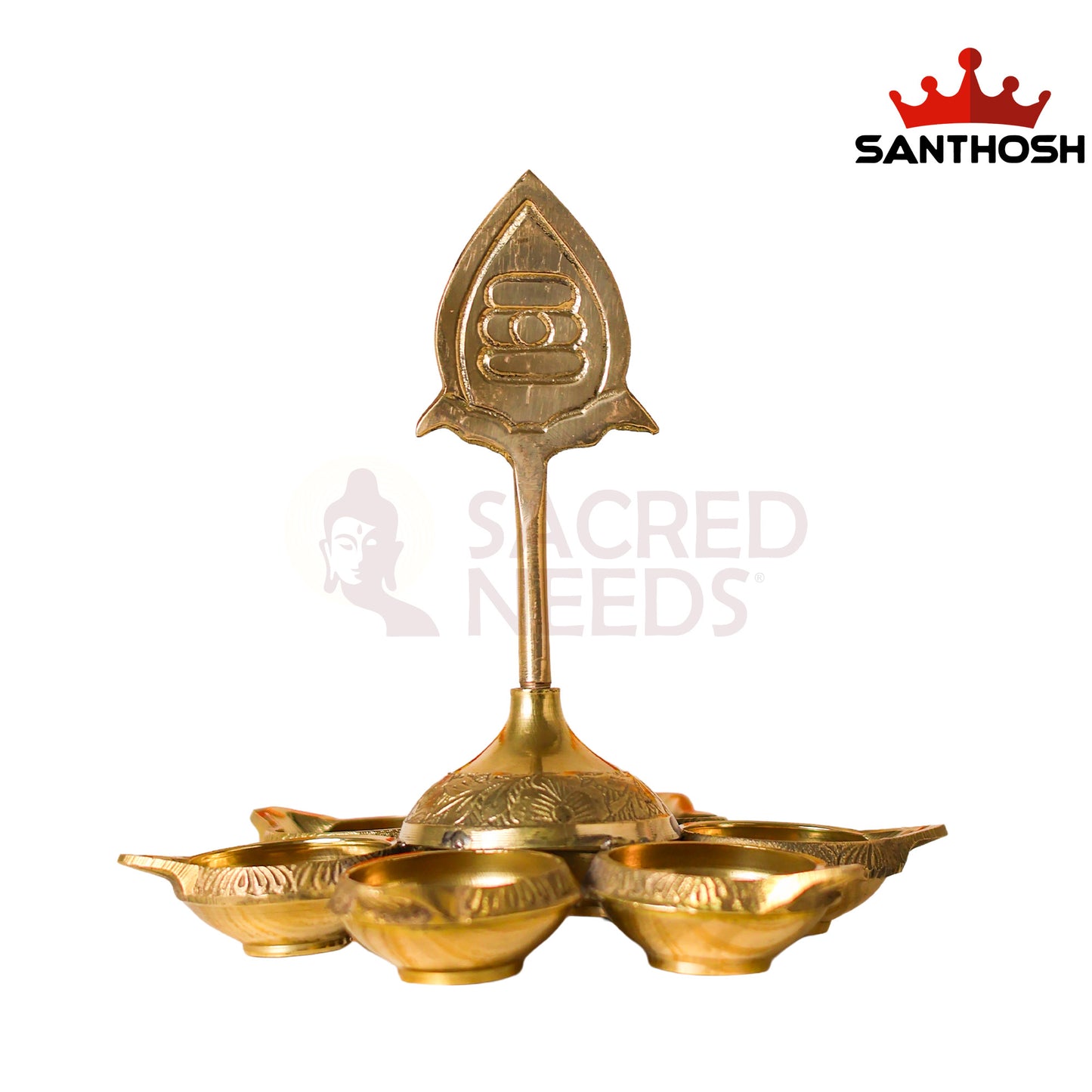 Brass Arupadai Murugan Vilakku – 5.5 Inch Length | Traditional Brass Oil Lamp for Pooja, Temple & Home Décor