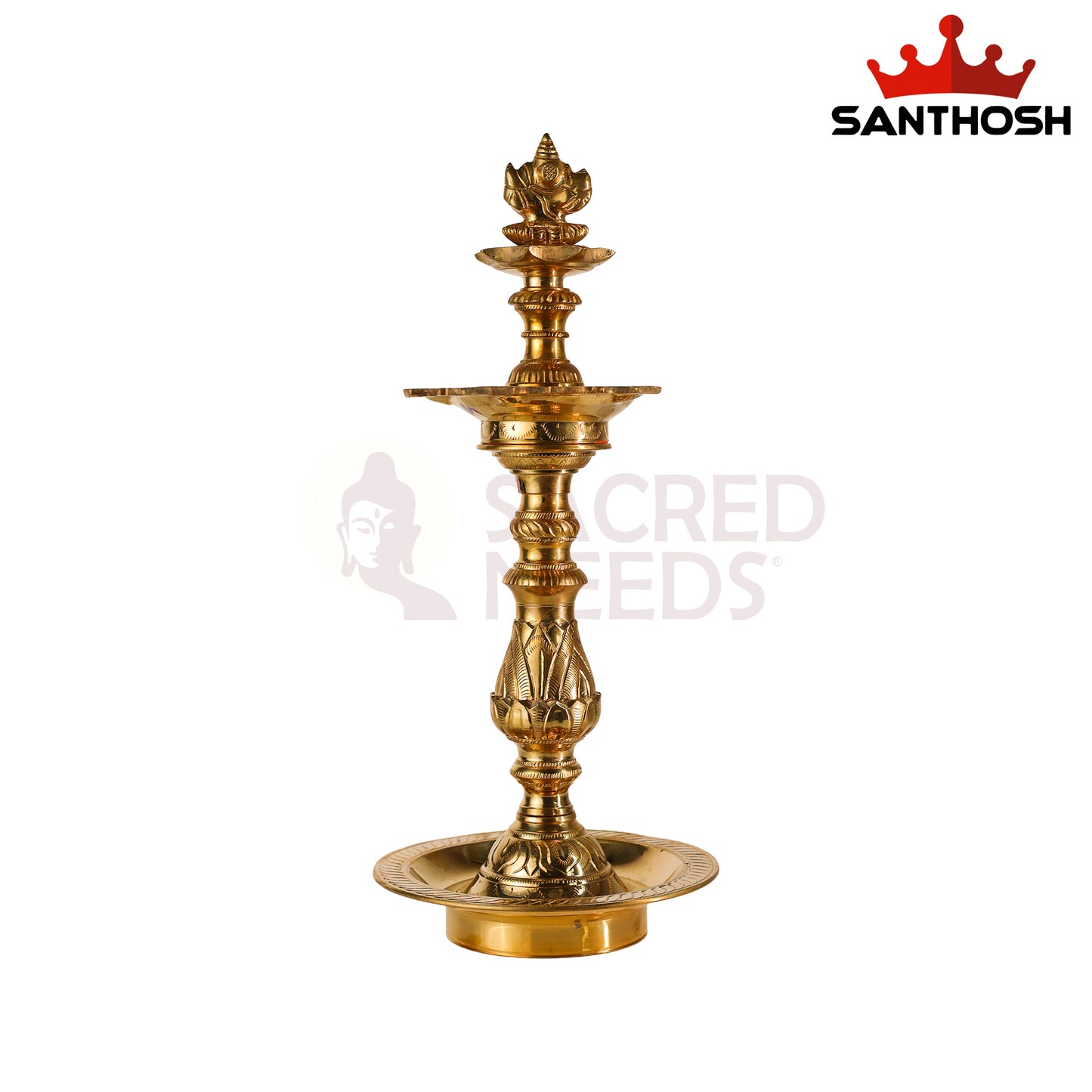 Sacred Needs Katta Kuthu Vilakku Ganesha – 14.8 Inch (37.6 cm) Height | Traditional Brass Idol for Pooja Room & Home Décor