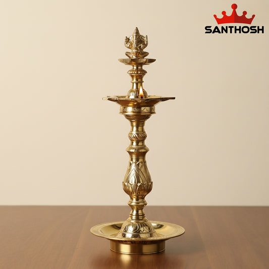 Sacred Needs Katta Kuthu Vilakku Ganesha – 14.8 Inch (37.6 cm) Height | Traditional Brass Idol for Pooja Room & Home Décor