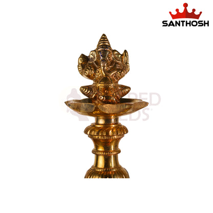 Sacred Needs Katta Kuthu Vilakku Ganesha – 14.8 Inch (37.6 cm) Height | Traditional Brass Idol for Pooja Room & Home Décor