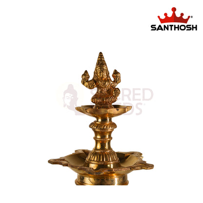 Sacred Needs Katta Kuthu Vilakku Lakshmi – 15 Inch (38.1 cm) Height | Brass Temple, Pooja Room & Vastu Home Décor Lamp