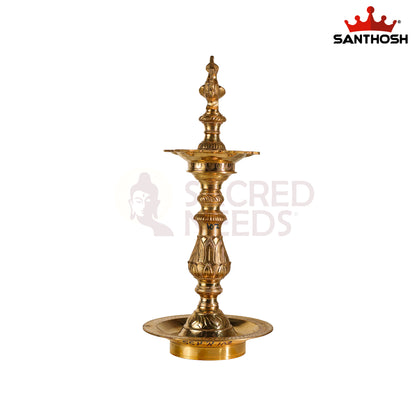 Sacred Needs Katta Kuthu Vilakku Annam – 14.5 Inch (36.8 cm) Brass Traditional Pooja Lamp | Handmade Temple & Home Décor Deepam