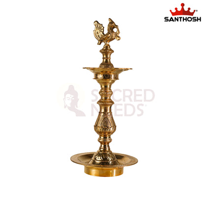 Sacred Needs Katta Kuthu Vilakku Annam – 14.5 Inch (36.8 cm) Brass Traditional Pooja Lamp | Handmade Temple & Home Décor Deepam
