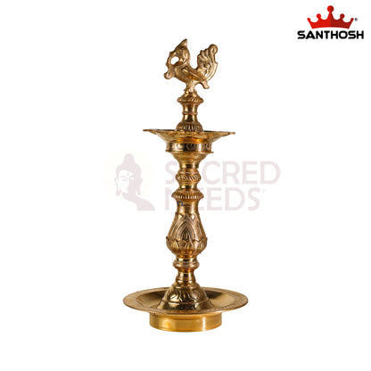 Sacred Needs Katta Kuthu Vilakku Annam – 14.5 Inch (36.8 cm) Brass Traditional Pooja Lamp | Handmade Temple & Home Décor Deepam