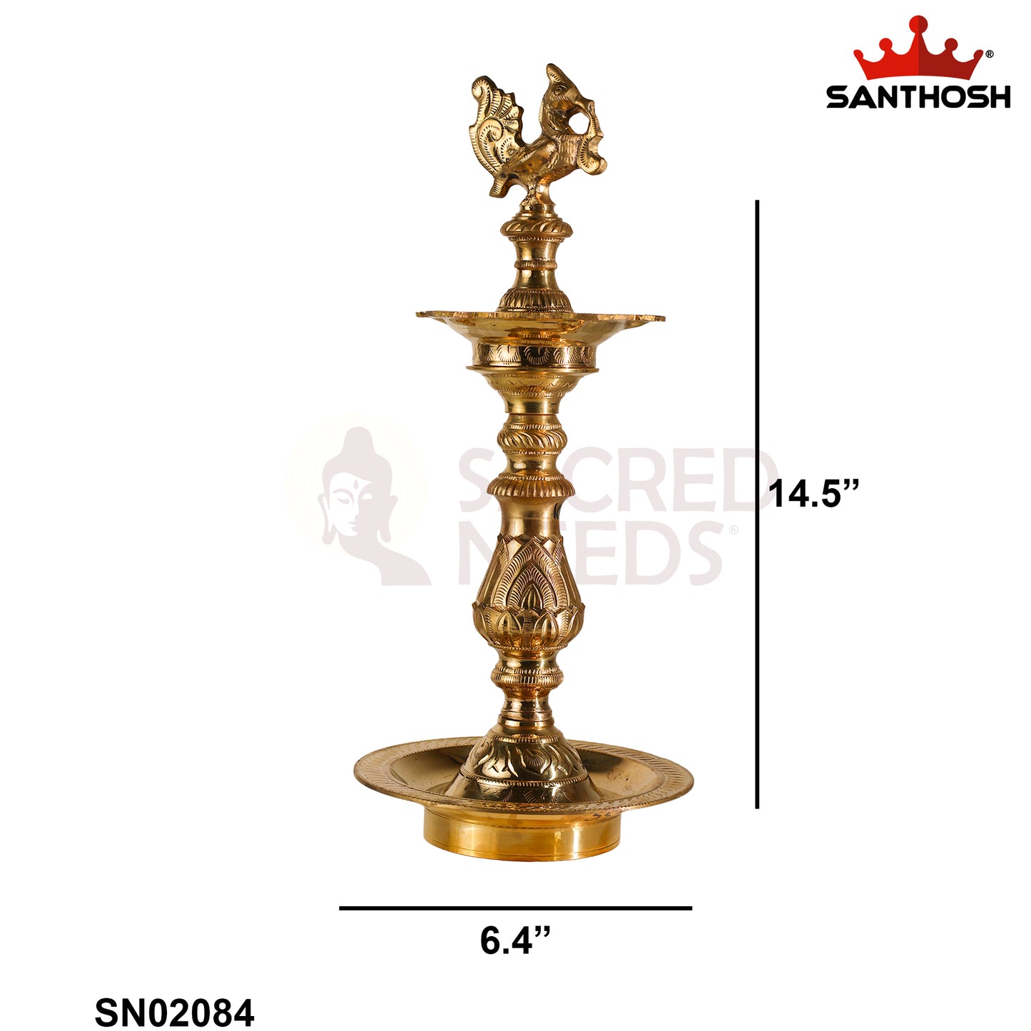 Sacred Needs Katta Kuthu Vilakku Annam – 14.5 Inch (36.8 cm) Brass Traditional Pooja Lamp | Handmade Temple & Home Décor Deepam