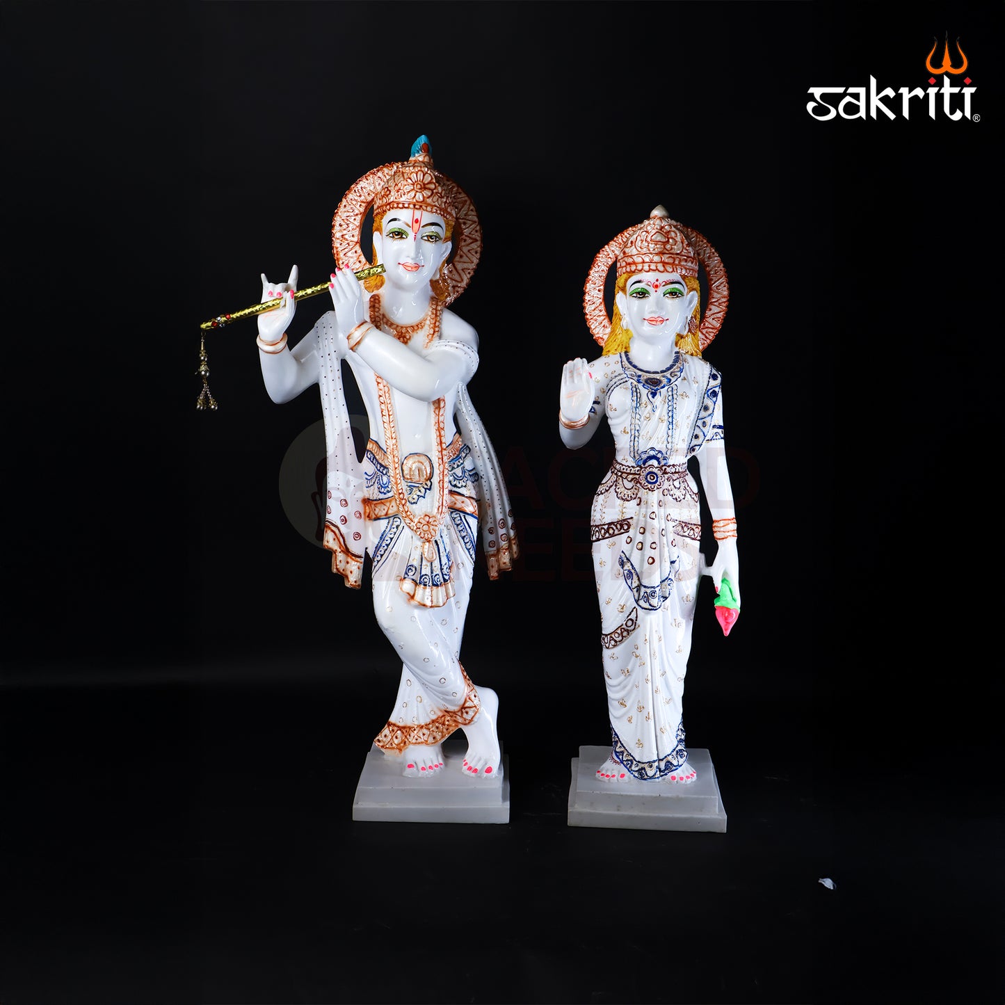 Sacred Needs Marble Dust Radha Krishna Set – 26 Inch (66 cm) Height | Large Radha Krishna Idol for Temple, Pooja Room & Home Décor