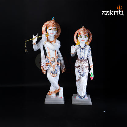 Sacred Needs Marble Dust Radha Krishna Set – 26 Inch (66 cm) Height | Large Radha Krishna Idol for Temple, Pooja Room & Home Décor