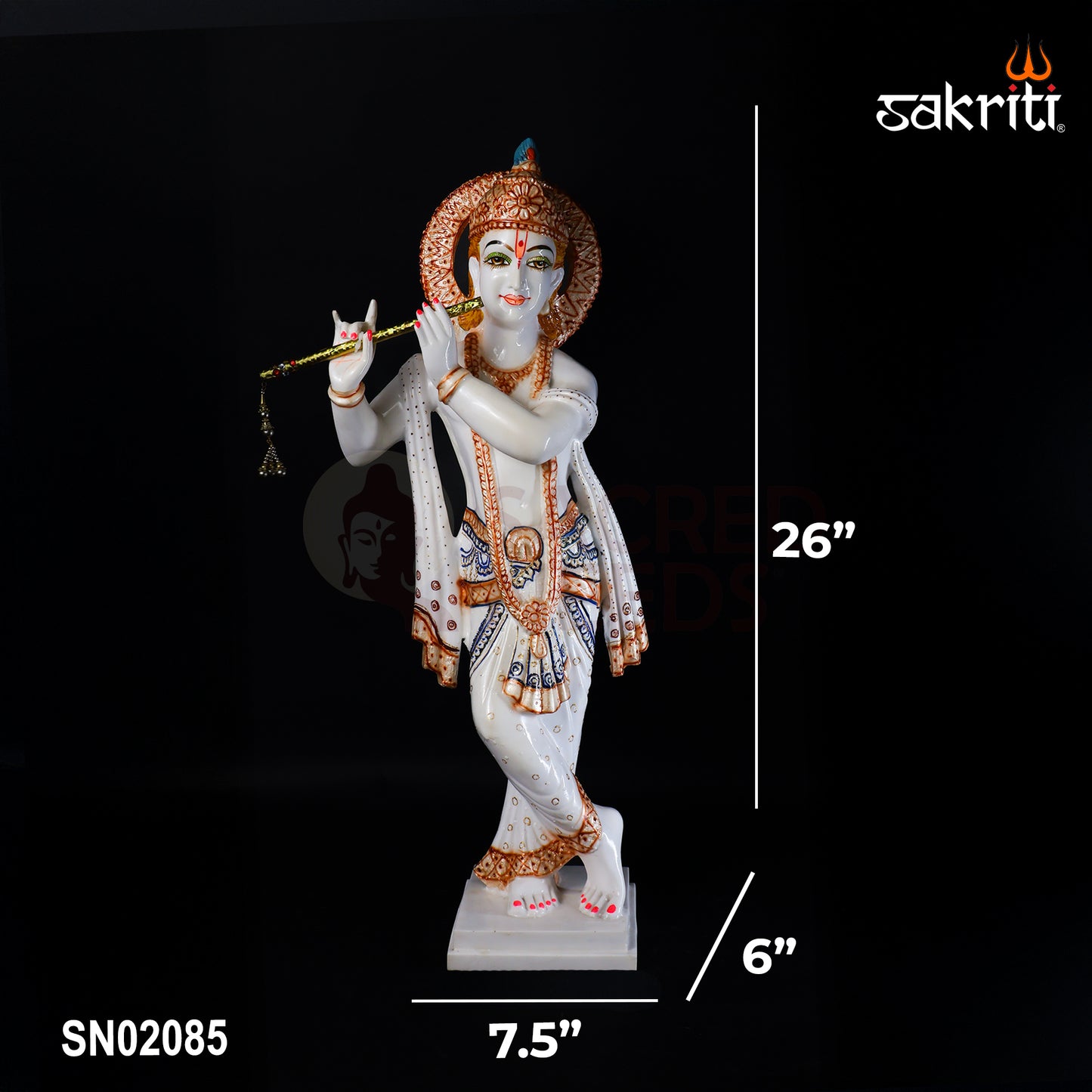 Sacred Needs Marble Dust Radha Krishna Set – 26 Inch (66 cm) Height | Large Radha Krishna Idol for Temple, Pooja Room & Home Décor