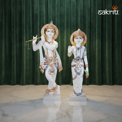 Sacred Needs Marble Dust Radha Krishna Set – 26 Inch (66 cm) Height | Large Radha Krishna Idol for Temple, Pooja Room & Home Décor