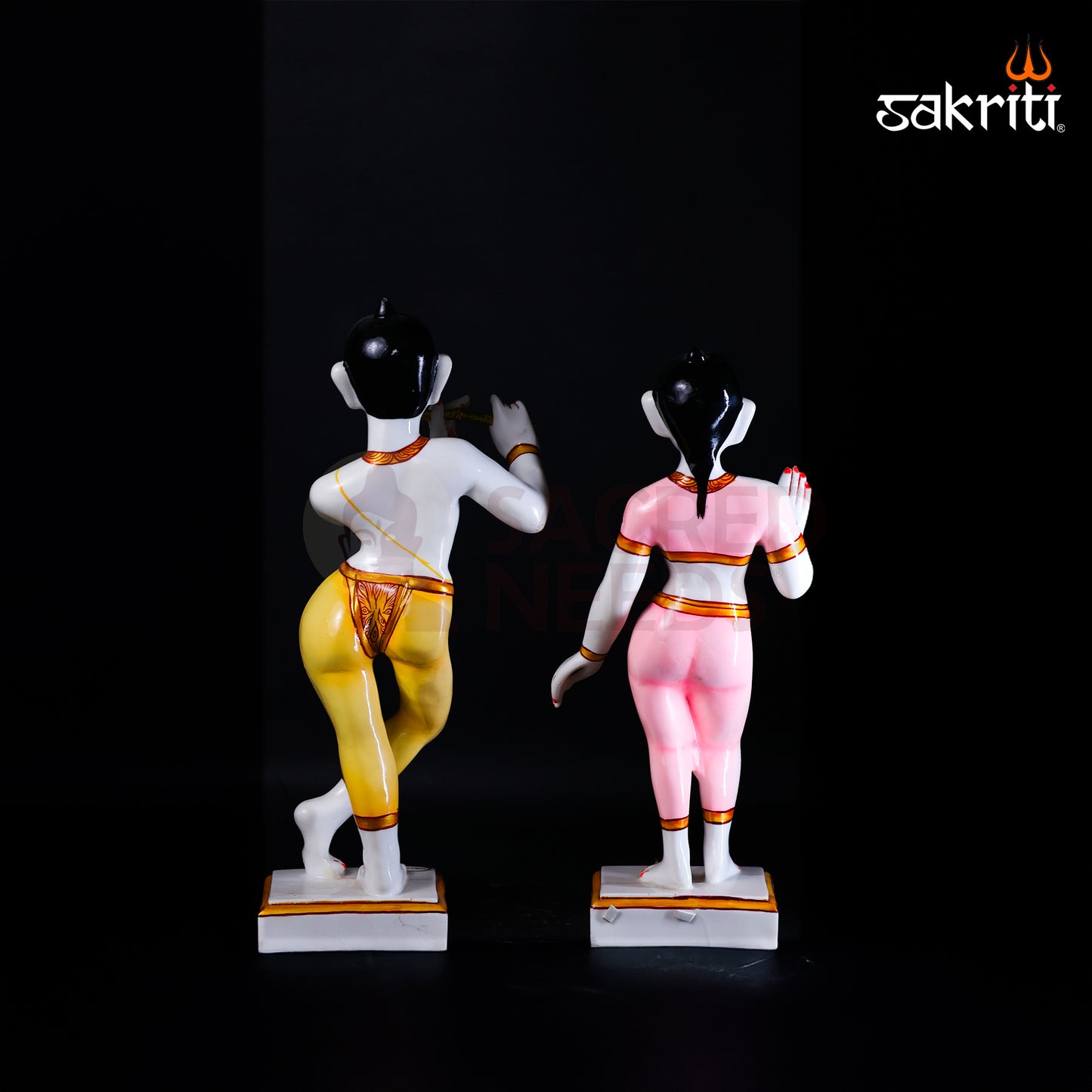 Sacred Needs Marble Dust ISKCON Radha Krishna Set – 17 Inch (43.2 cm) Height | Divine Radha Krishna Idol for Temple, Pooja Room & Home Décor