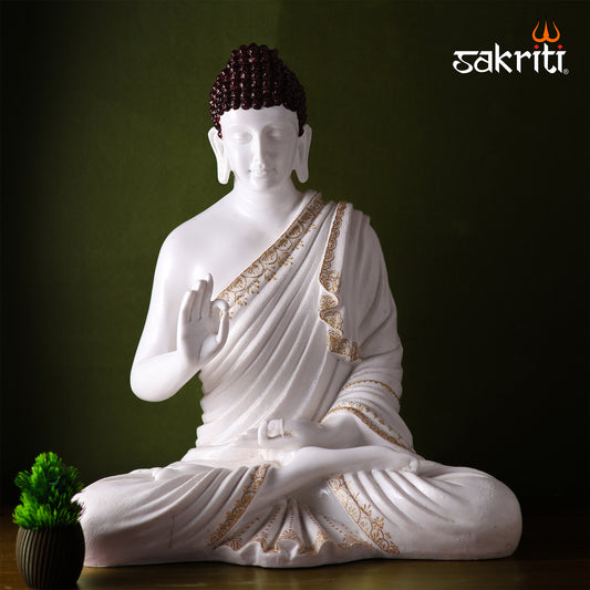 Marble Dust Buddha Idol – 22 Inch (55.88 cm) Height | Spiritual Meditation Statue for Home & Office Decor, Yoga & Wellness Spaces