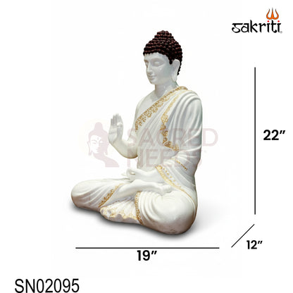 Marble Dust Buddha Idol – 22 Inch (55.88 cm) Height | Spiritual Meditation Statue for Home & Office Decor, Yoga & Wellness Spaces