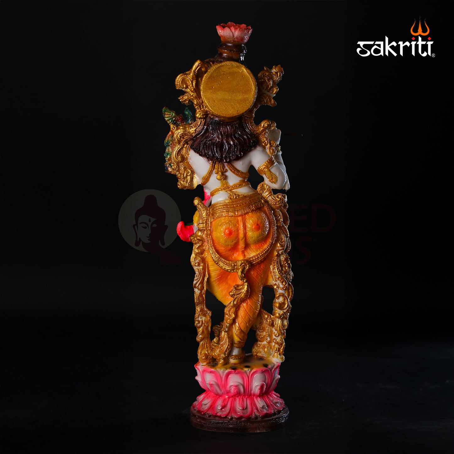 Sacred Needs Marble Dust Lotus Radha Krishna Idol Set – 14 Inch (35.6 cm) Height | Spiritual Pooja Room & Temple Décor