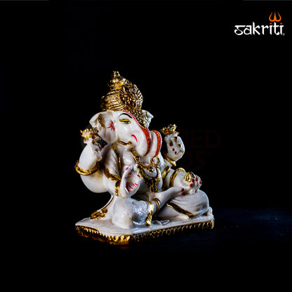 Marble Dust Dagru Ganesha – 9 Inch Height | Pooja Room & Home Decoration