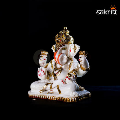 Marble Dust Dagru Ganesha – 9 Inch Height | Pooja Room & Home Decoration