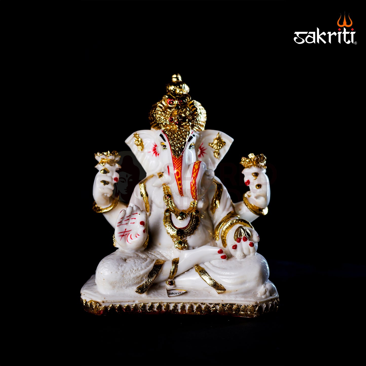 Marble Dust Dagru Ganesha – 9 Inch Height | Pooja Room & Home Decoration