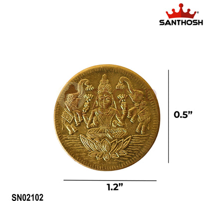 Sacred Needs Brass Pooja Coins – 10 Pieces Set | Traditional Hindu Temple & Pooja Articles for Lakshmi, Vishnu, and Prosperity Rituals