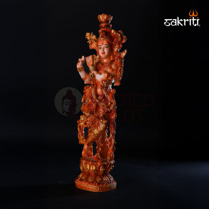 Sacred Needs Marble Dust Krishna Idol – 14 Inch (35.6 cm) Height | Beautiful Lord Krishna Statue for Temple, Pooja Room & Vastu Home Décor