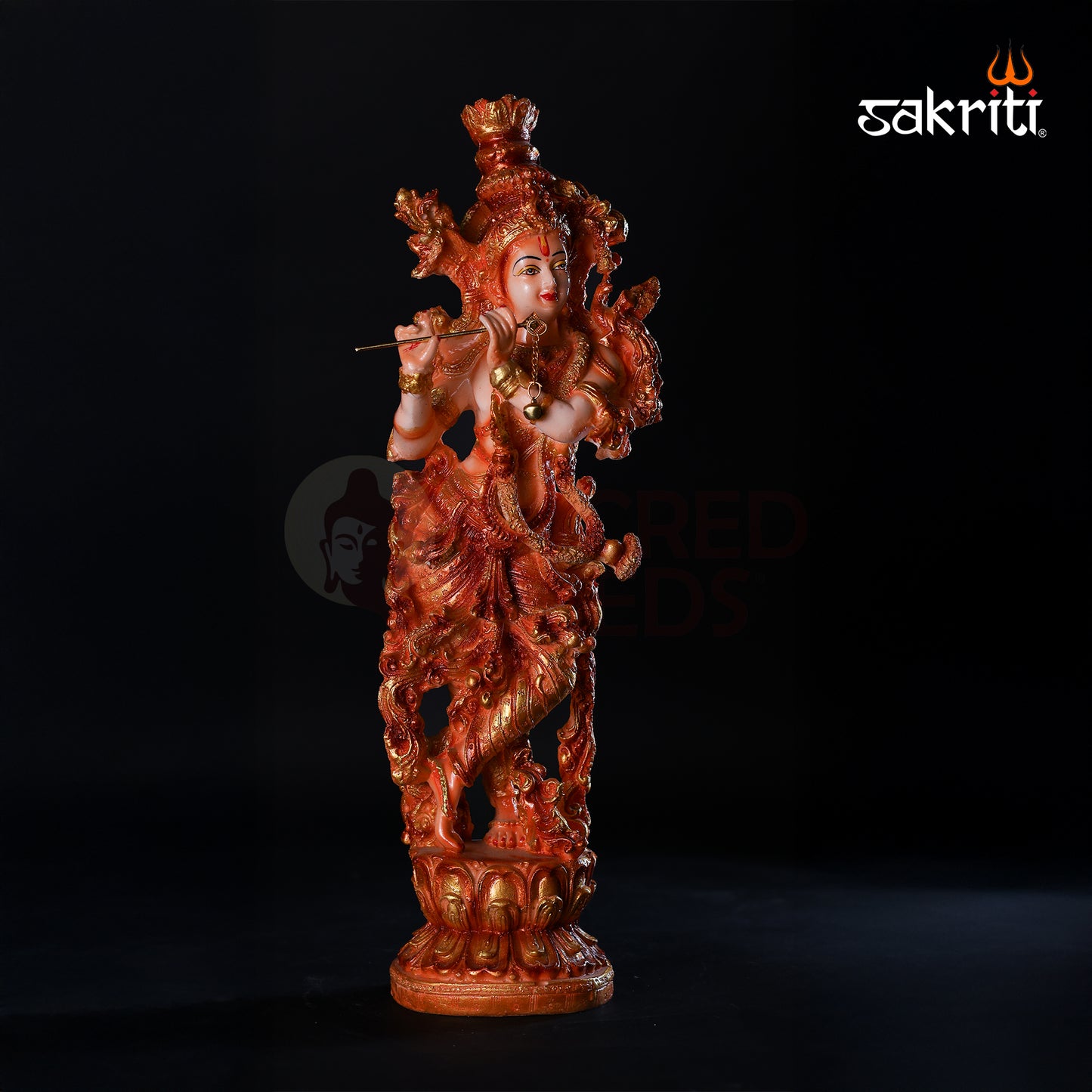 Sacred Needs Marble Dust Krishna Idol – 14 Inch (35.6 cm) Height | Beautiful Lord Krishna Statue for Temple, Pooja Room & Vastu Home Décor