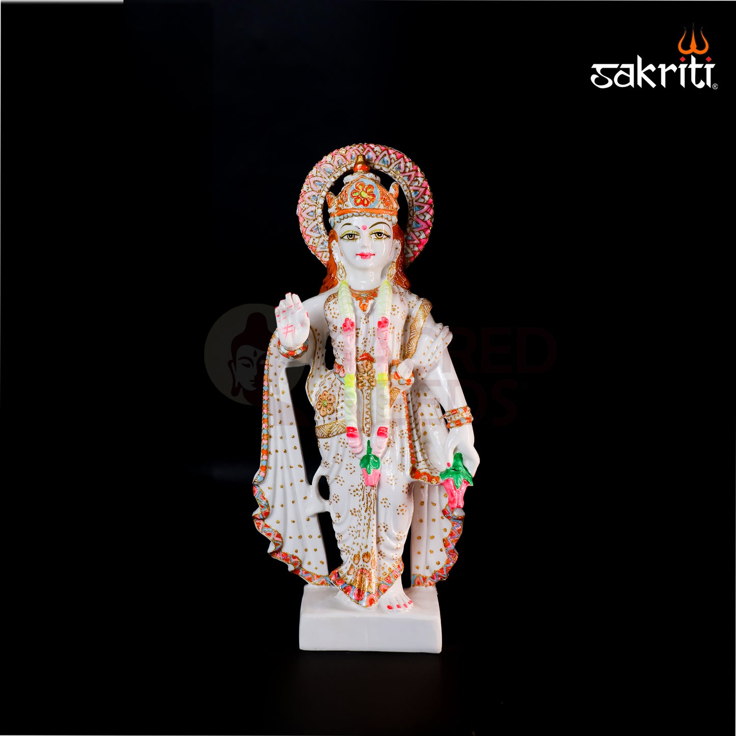 Marble Dust Ram Darbar Set – 17 Inch Height | Lord Rama, Sita, Lakshman & Hanuman Figurine for Temple & Spiritual Home Decor
