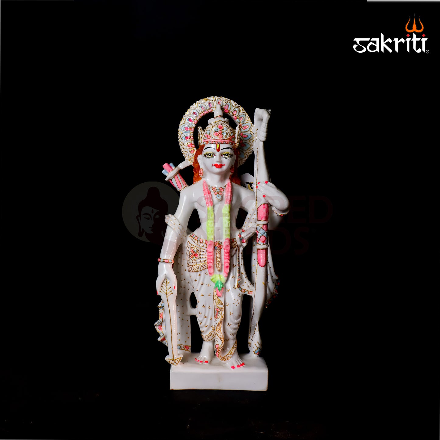 Marble Dust Ram Darbar Set – 17 Inch Height | Lord Rama, Sita, Lakshman & Hanuman Figurine for Temple & Spiritual Home Decor