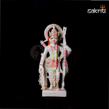 Marble Dust Ram Darbar Set – 17 Inch Height | Lord Rama, Sita, Lakshman & Hanuman Figurine for Temple & Spiritual Home Decor