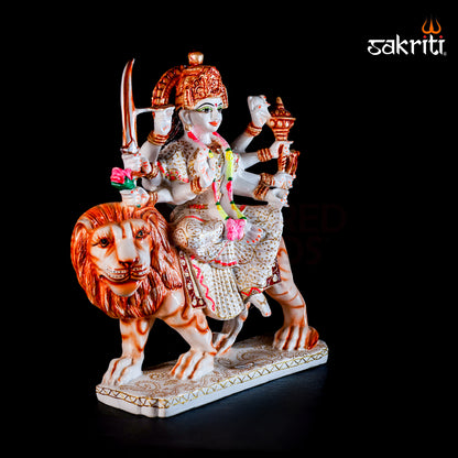 Marble Dust Durga Idol – 14.5 Inch (36.8 cm) Height | Divine Goddess Statue for Vastu, Pooja, & Temple Decoration