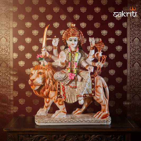 Marble Dust Durga Idol – 14.5 Inch (36.8 cm) Height | Divine Goddess Statue for Vastu, Pooja, & Temple Decoration