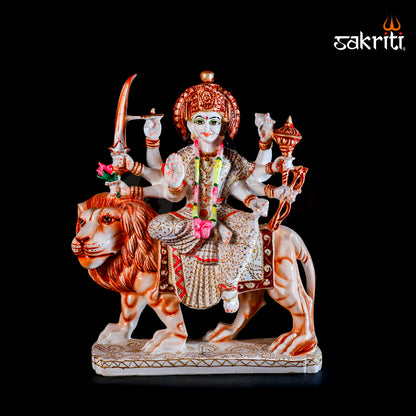 Marble Dust Durga Idol – 14.5 Inch (36.8 cm) Height | Divine Goddess Statue for Vastu, Pooja, & Temple Decoration