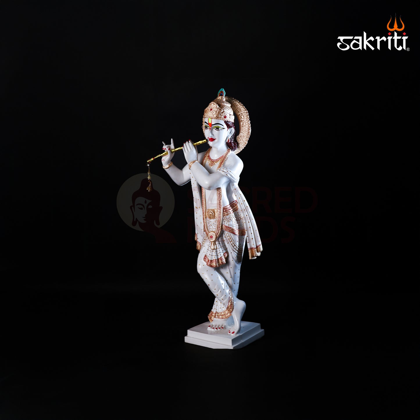 Sacred Needs Marble Dust Krishna Idol – 26 Inch (66 cm) Height | Large Standing Krishna Statue for Temple, Pooja Room & Home Decoration