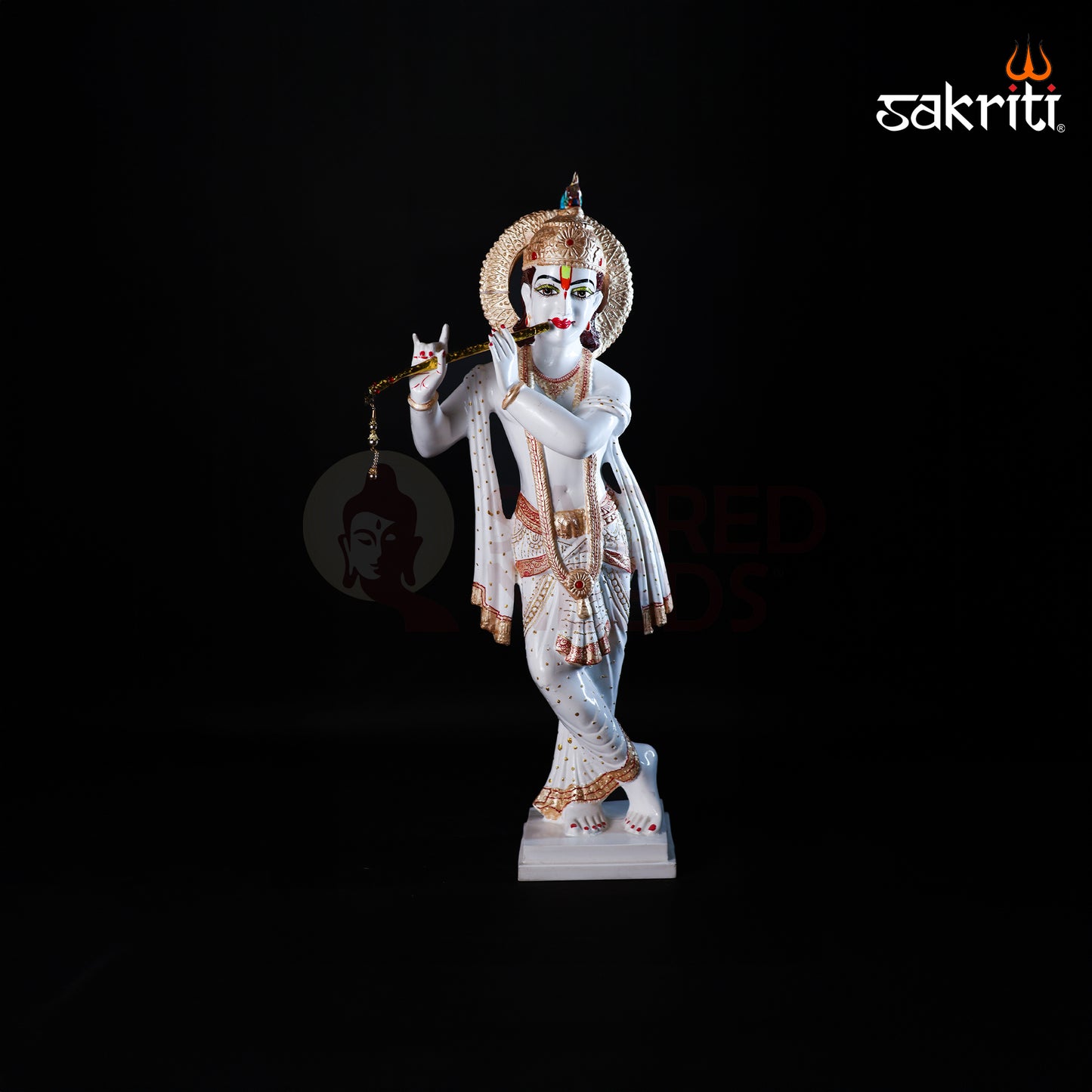 Sacred Needs Marble Dust Krishna Idol – 26 Inch (66 cm) Height | Large Standing Krishna Statue for Temple, Pooja Room & Home Decoration