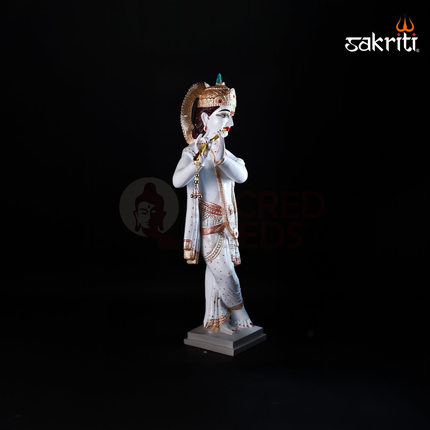 Sacred Needs Marble Dust Krishna Idol – 26 Inch (66 cm) Height | Large Standing Krishna Statue for Temple, Pooja Room & Home Decoration