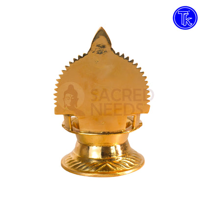 Sacred Needs Brass Cross Vilakku – 5.9 Inch (15 cm) Height | Traditional Pooja Lamp for Temple & Home Décor