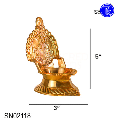 Brass Matha Vilakku – 3 Inch Length | Traditional Brass Oil Lamp for Pooja, Temple & Home Décor