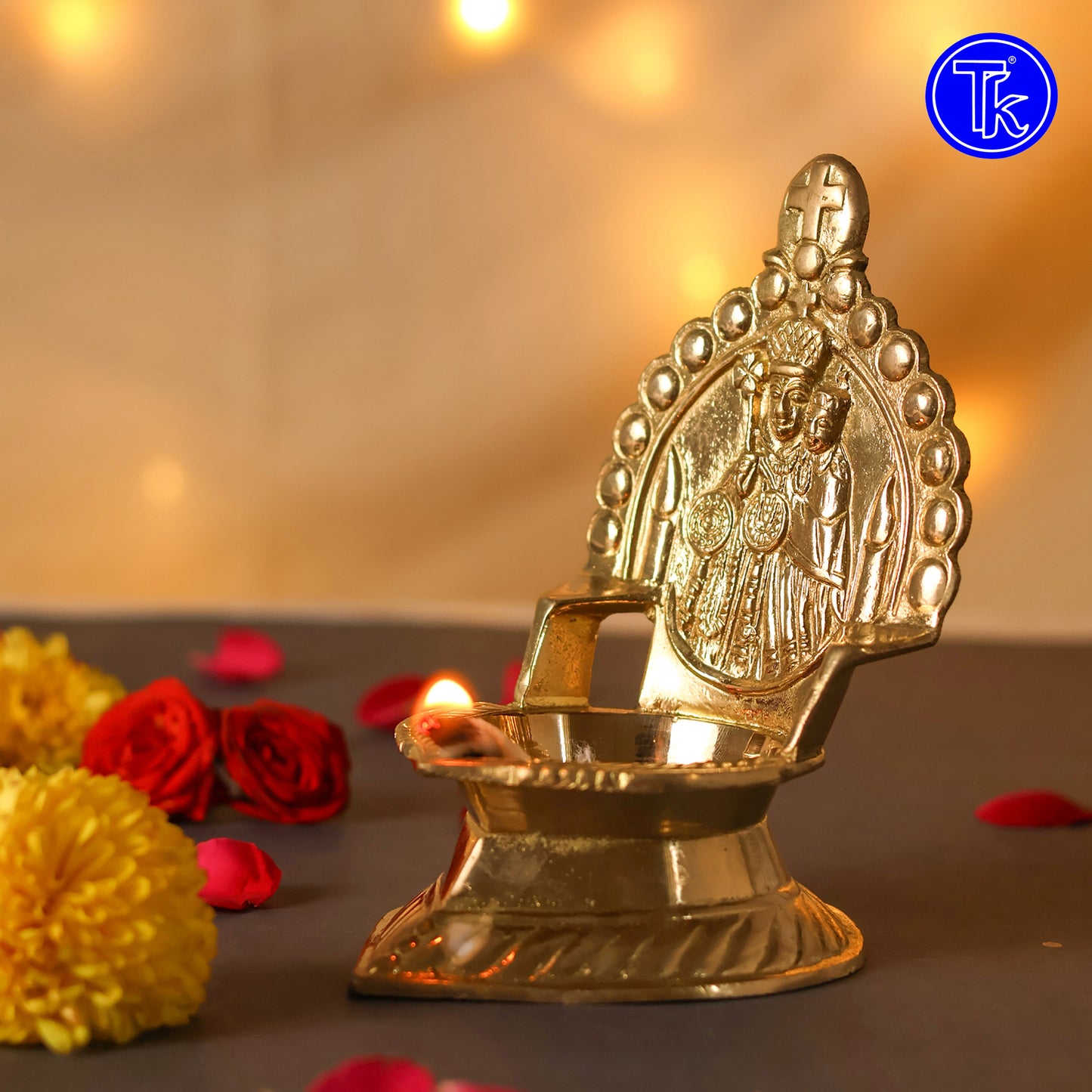 Brass Matha Vilakku – 3 Inch Length | Traditional Brass Oil Lamp for Pooja, Temple & Home Décor
