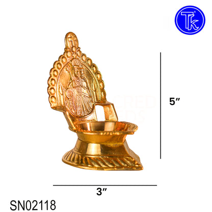 Brass Matha Vilakku – 3 Inch Length | Traditional Brass Oil Lamp for Pooja, Temple & Home Décor
