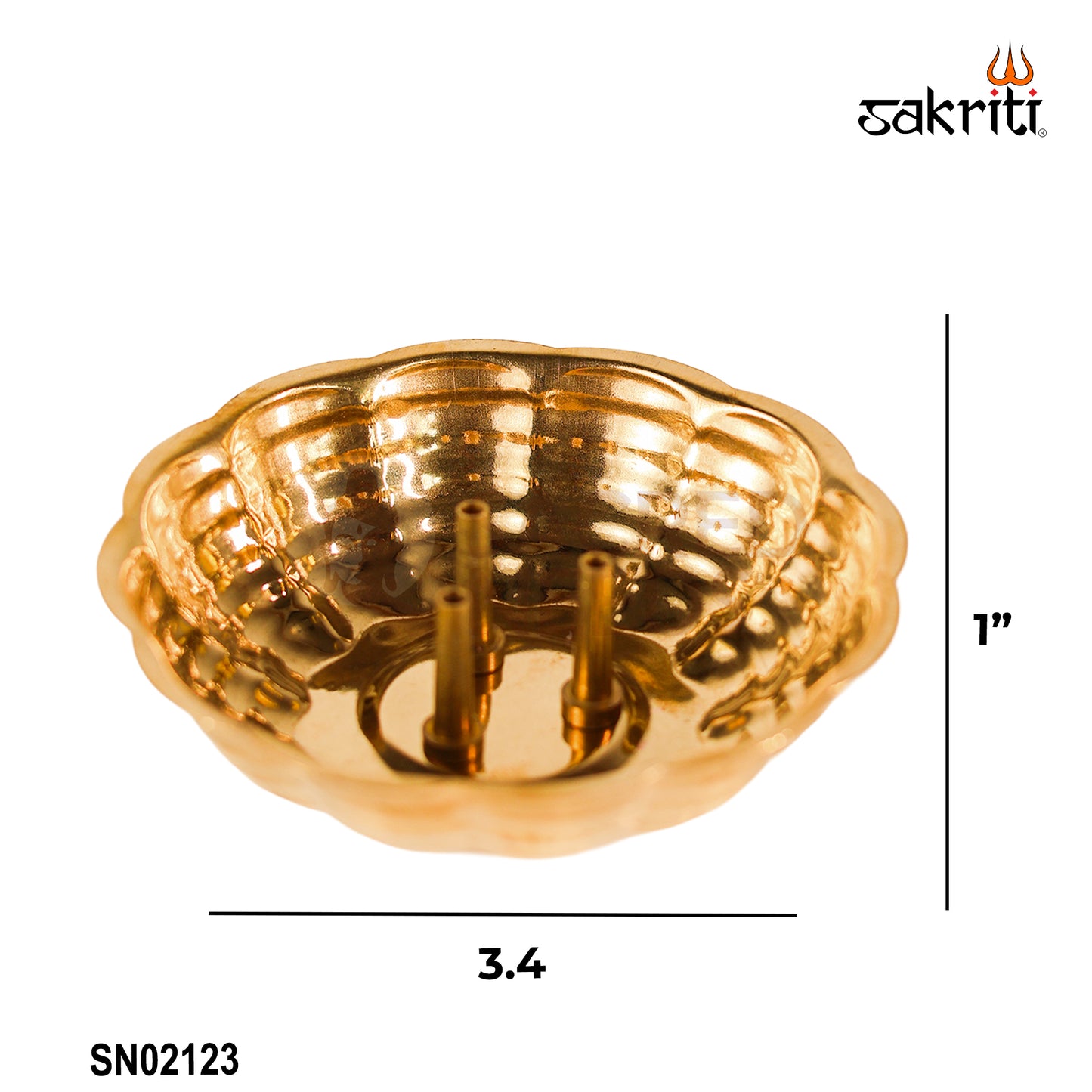 Sacred Needs ICC Plate Agarbatti Stand – 3.4 Inch (8.6 cm) Diameter | Brass Finish Incense Stick Holder for Pooja & Home Temple