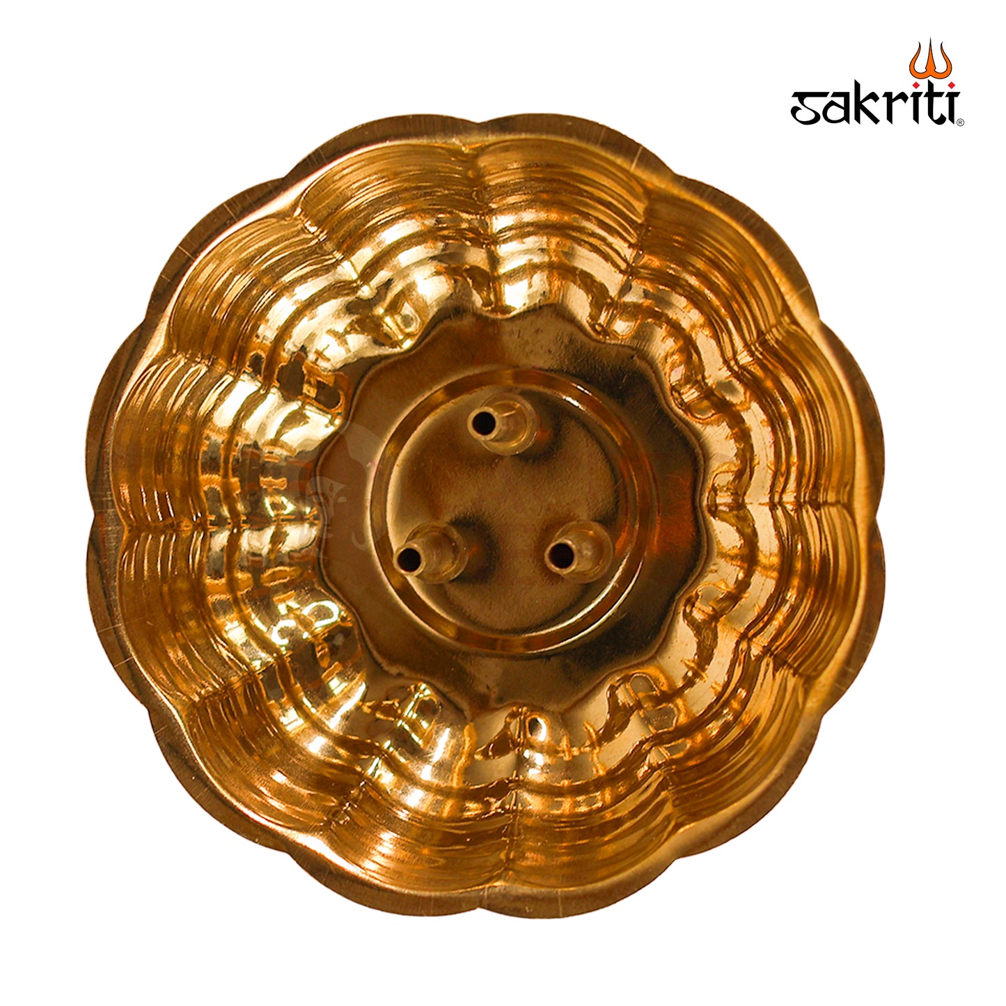 Sacred Needs ICC Plate Agarbatti Stand – 3.4 Inch (8.6 cm) Diameter | Brass Finish Incense Stick Holder for Pooja & Home Temple