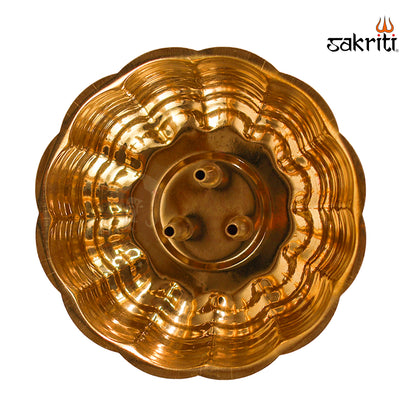Sacred Needs ICC Plate Agarbatti Stand – 3.4 Inch (8.6 cm) Diameter | Brass Finish Incense Stick Holder for Pooja & Home Temple