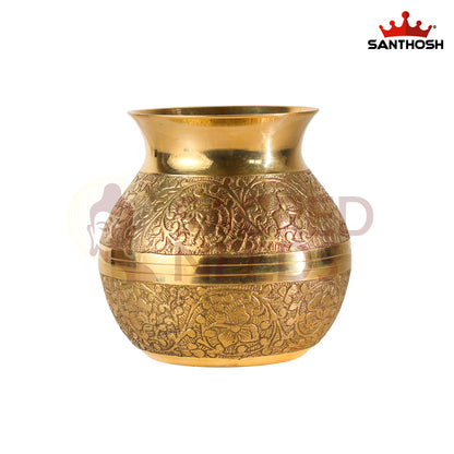Brass Emboss Kavadi Chambu – 3.5 Inch Length | Traditional Brass Pot for Pooja, Abhishekam & Temple Rituals