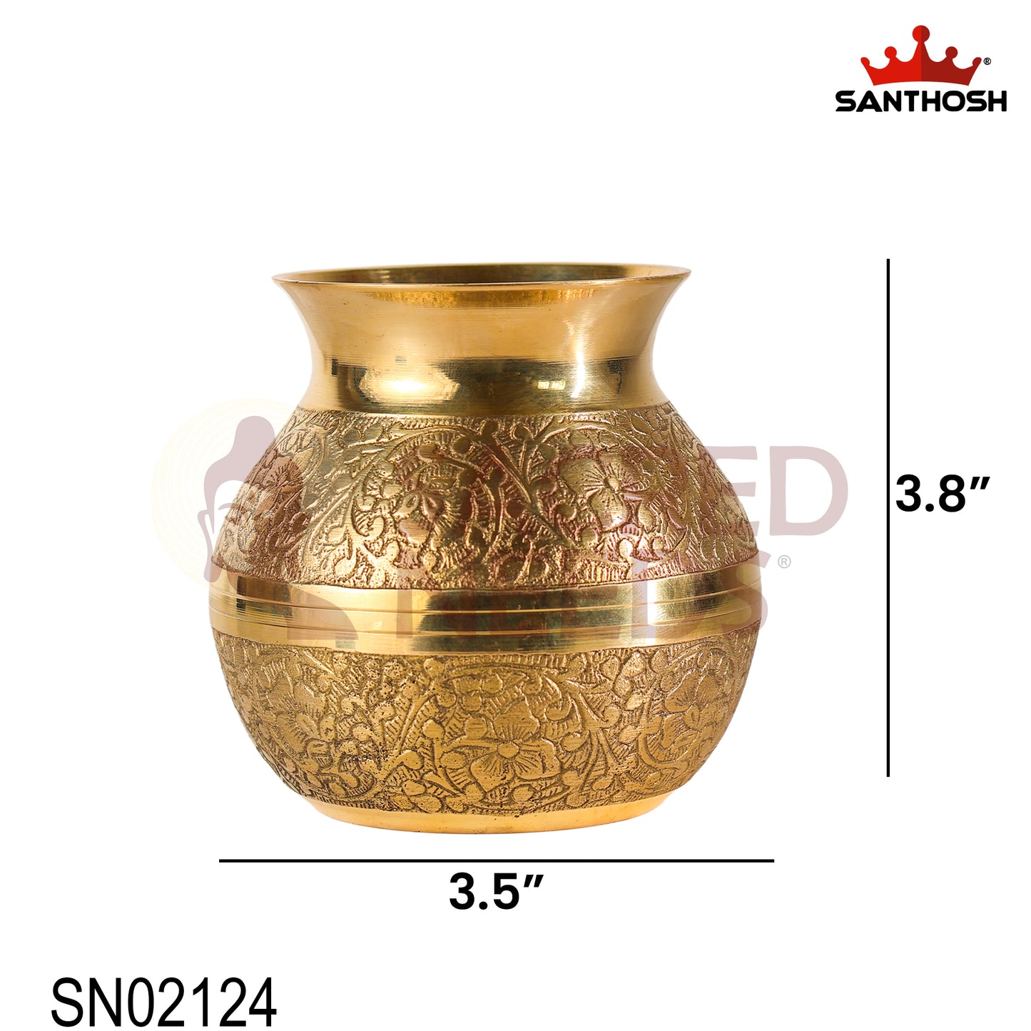 Brass Emboss Kavadi Chambu – 3.5 Inch Length | Traditional Brass Pot for Pooja, Abhishekam & Temple Rituals